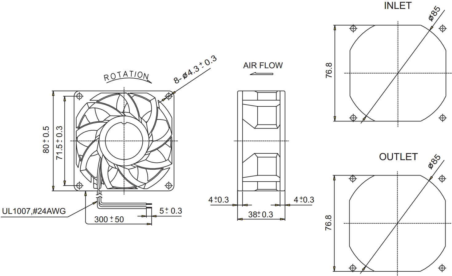 מאוורר לאלקטרוניקה מולטיקומפ MULTICOMP 12VDC FAN PMD1208PMB1-A